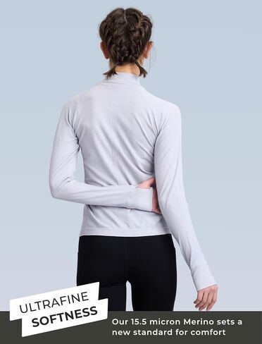 COZYZERO Women’s Merino Wool Long Sleeve Shirt - Midweight Half Zip Top for Hiking, Running, Travel & Everyday Comfort in Kuwait
