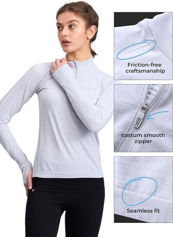 COZYZERO Women’s Merino Wool Long Sleeve Shirt - Midweight Half Zip Top for Hiking, Running, Travel & Everyday Comfort in Kuwait