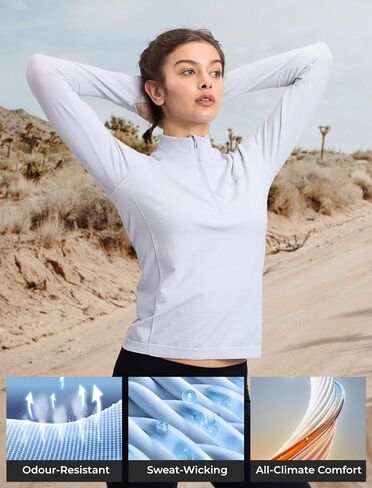 COZYZERO Women’s Merino Wool Long Sleeve Shirt - Midweight Half Zip Top for Hiking, Running, Travel & Everyday Comfort in Kuwait