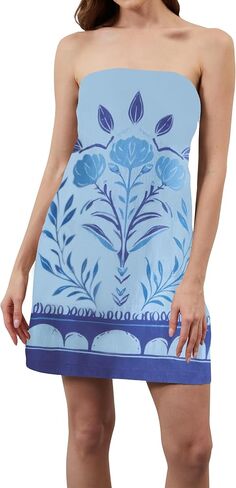 TERIVEEK Women Strapless Linen Tube Mini Dress Summer Boho Beach Sundress in Kuwait