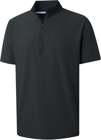 M MAELREG Golf Shirt for Men Zipper Waffle Texture Moisture Wicking Dry Fit Collared Lightweight Mens Polo Shirt Short Sleeve in Kuwait