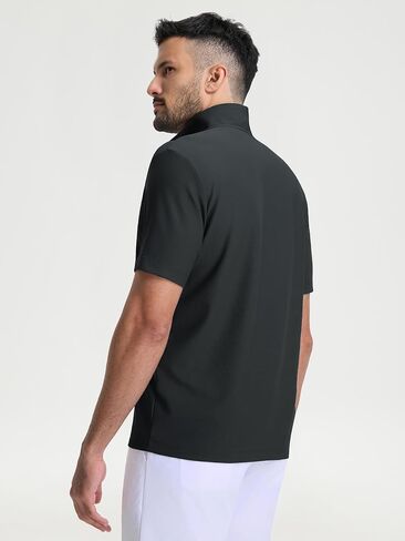 M MAELREG Golf Shirt for Men Zipper Waffle Texture Moisture Wicking Dry Fit Collared Lightweight Mens Polo Shirt Short Sleeve in Kuwait