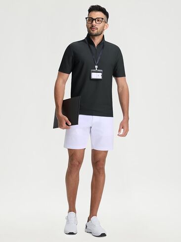 M MAELREG Golf Shirt for Men Zipper Waffle Texture Moisture Wicking Dry Fit Collared Lightweight Mens Polo Shirt Short Sleeve in Kuwait