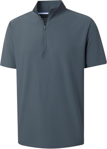 M MAELREG Golf Shirt for Men Zipper Waffle Texture Moisture Wicking Dry Fit Collared Lightweight Mens Polo Shirt Short Sleeve in Kuwait