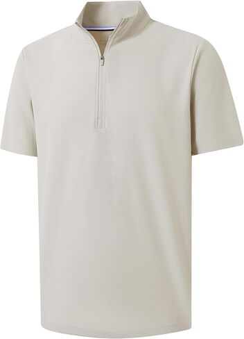 M MAELREG Golf Shirt for Men Zipper Waffle Texture Moisture Wicking Dry Fit Collared Lightweight Mens Polo Shirt Short Sleeve in Kuwait