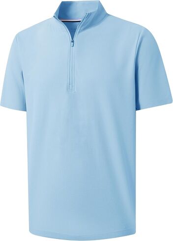 M MAELREG Golf Shirt for Men Zipper Waffle Texture Moisture Wicking Dry Fit Collared Lightweight Mens Polo Shirt Short Sleeve in Kuwait