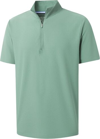 M MAELREG Golf Shirt for Men Zipper Waffle Texture Moisture Wicking Dry Fit Collared Lightweight Mens Polo Shirt Short Sleeve in Kuwait