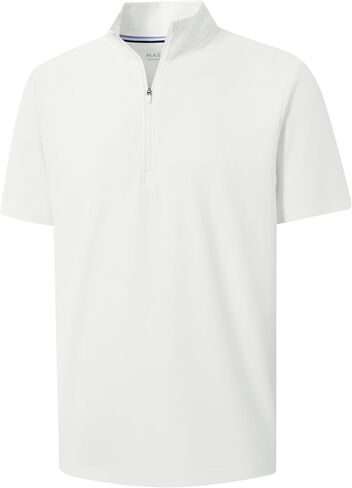 M MAELREG Golf Shirt for Men Zipper Waffle Texture Moisture Wicking Dry Fit Collared Lightweight Mens Polo Shirt Short Sleeve in Kuwait