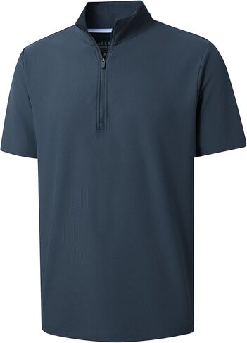 M MAELREG Golf Shirt for Men Zipper Waffle Texture Moisture Wicking Dry Fit Collared Lightweight Mens Polo Shirt Short Sleeve in Kuwait
