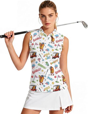 Golf Shirts for Women Sleeveless Golf Clothes Ladies Collared Zipper Up Workout Tank Tops Womens Sport Outfits in Kuwait