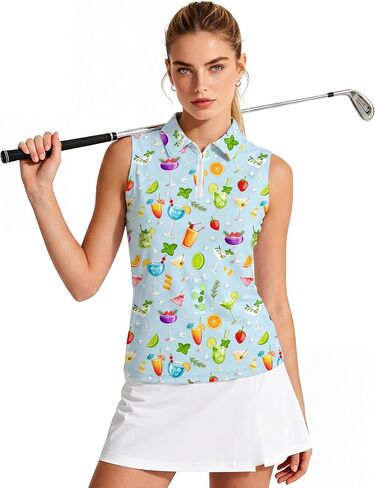 Golf Shirts for Women Sleeveless Golf Clothes Ladies Collared Zipper Up Workout Tank Tops Womens Sport Outfits in Kuwait