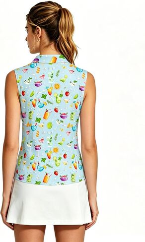 Golf Shirts for Women Sleeveless Golf Clothes Ladies Collared Zipper Up Workout Tank Tops Womens Sport Outfits in Kuwait