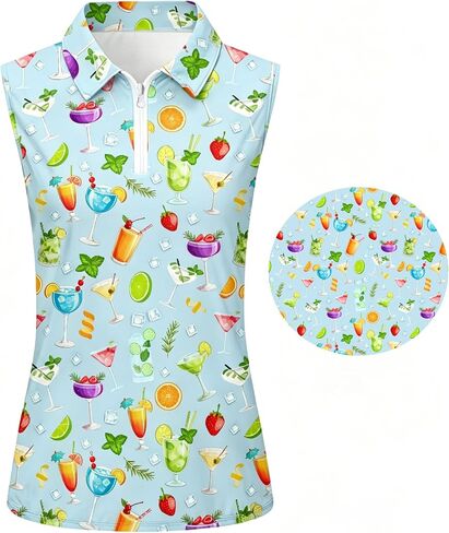 Golf Shirts for Women Sleeveless Golf Clothes Ladies Collared Zipper Up Workout Tank Tops Womens Sport Outfits in Kuwait