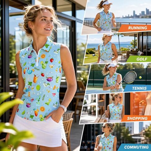 Golf Shirts for Women Sleeveless Golf Clothes Ladies Collared Zipper Up Workout Tank Tops Womens Sport Outfits in Kuwait