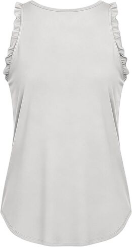 Ruffle Tank Top Workout Tops for Women Racerback Tanks athletic Sleeveless Shirts Loose Fit Gym Casual Tee in Kuwait