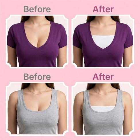 3 Pcs Modesty Panel Cleavage Cover, Lady Camisole Cleavage Cover Up for Low Neckline Anti Peep Invisible Modesty Inserts (3 Colors) in Kuwait