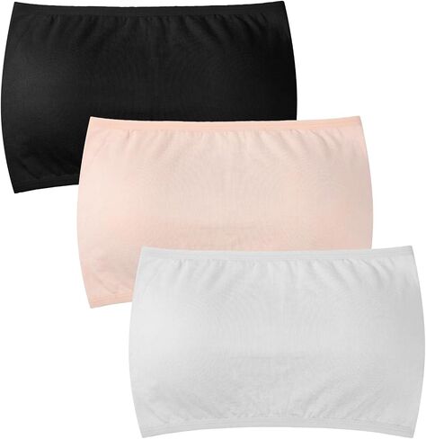 3 Pcs Women's Cleavage Cover Up & Modesty Panel, Bandeau Camisole Insert for Low Neckline V-Neck, Anti Peep Invisible Tube Top Bra Liner, Soft Stretchy Chest Wrap for Work Party Daily Wear in Saudi Arabia