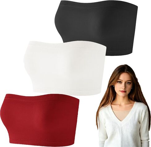 3 Pcs Cleavage Cover up for Low Neckline，Seamless Bandeau Soft Stretchy Non-Padded Bandeau in Saudi Arabia