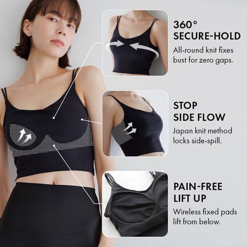 Camisole Cropped Short Bra Padded Strap Anti-Sagging Top Sleep 24HRS Japan Patented Bambi Water in Saudi Arabia