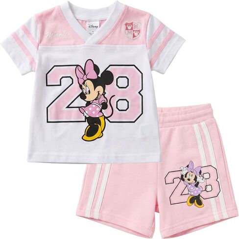 Disney Minnie Mouse Girls Soccer Jersey & Shorts Set, Pink 2-Piece Outfit, Toddler & Little Girls Sizes 2T-6X in Kuwait