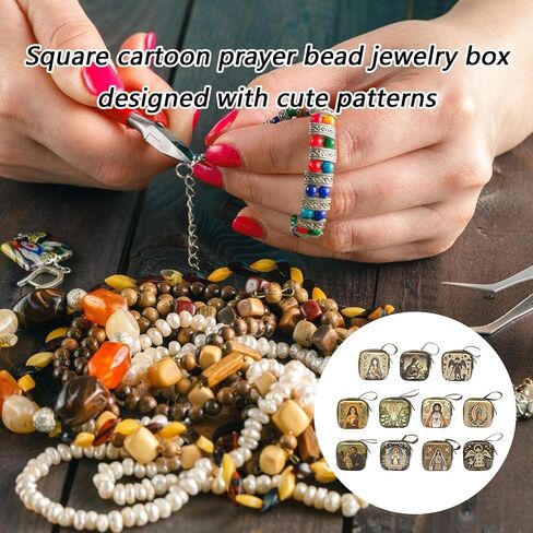Rosary Prayer Bag with Zipper Closure Religious Jewelry Box for Earrings, Headphones Storage Catholic Rosary Pouches in Kuwait