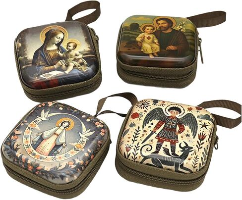 Rosary Prayer Bag with Zipper Closure Religious Jewelry Box for Earrings, Headphones Storage Catholic Rosary Pouches in Kuwait