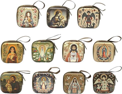 Rosary Prayer Bag with Zipper Closure Religious Jewelry Box for Earrings, Headphones Storage Catholic Rosary Pouches in Kuwait