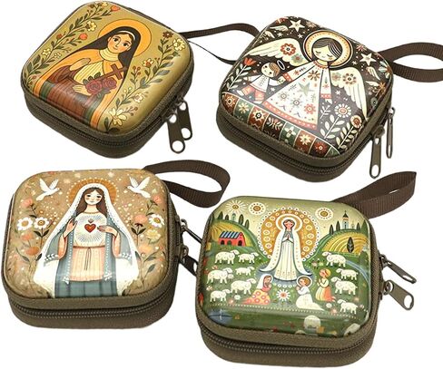 Rosary Prayer Bag with Zipper Closure Religious Jewelry Box for Earrings, Headphones Storage Catholic Rosary Pouches in Kuwait