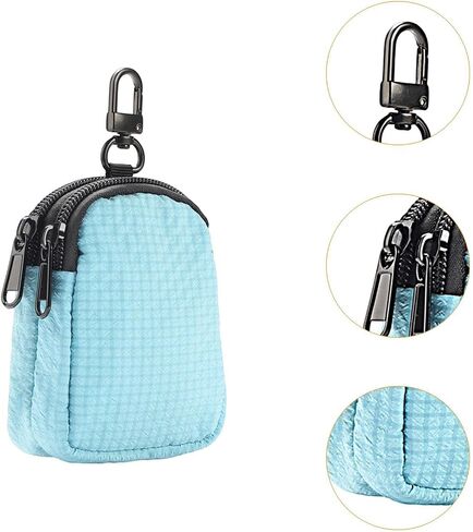 Mini Wallet Purse Keychain Pouch Small Round Holder Zippered Polyester Professional Pouch Suitable for Men Outdoor Pocket Camping Daily Use, Blue in Saudi Arabia