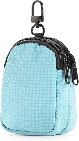 Mini Wallet Purse Keychain Pouch Small Round Holder Zippered Polyester Professional Pouch Suitable for Men Outdoor Pocket Camping Daily Use, Blue in Saudi Arabia
