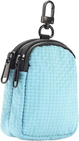 Mini Wallet Purse Keychain Pouch Small Round Holder Zippered Polyester Professional Pouch Suitable for Men Outdoor Pocket Camping Daily Use, Blue in Saudi Arabia