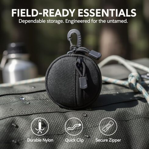 2 Pcs Armed Pouch Coin Purse Set, Mini Round Molly Organizer, 1000D Nylon with Zipper, Clip, Expandable Capacity for Outdoor Activities in Kuwait