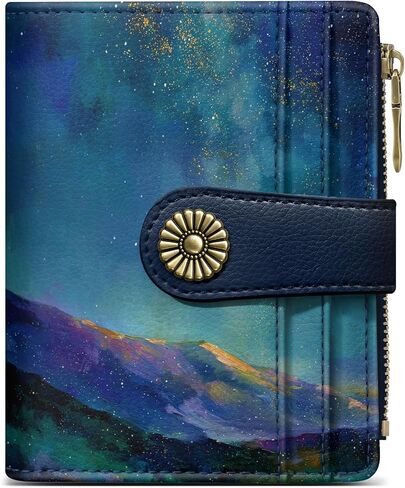 Small Wallet for Women, RFID Blocking Bifold Card Holder Wallet with 10 Card Slots, Cash Compartment, Zipper Coin Pocket & ID Window, Cute Soft Vegan Leather Compact Wallet, Wildflower in Kuwait