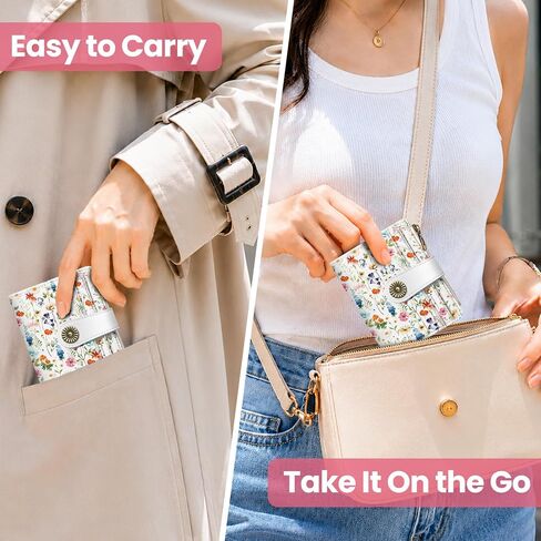 Small Wallet for Women, RFID Blocking Bifold Card Holder Wallet with 10 Card Slots, Cash Compartment, Zipper Coin Pocket & ID Window, Cute Soft Vegan Leather Compact Wallet, Wildflower in Kuwait
