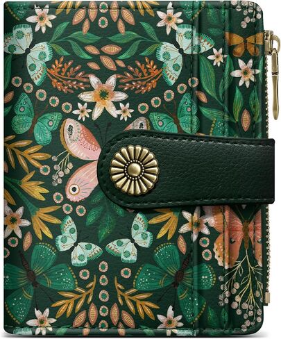 Small Wallet for Women, RFID Blocking Bifold Card Holder Wallet with 10 Card Slots, Cash Compartment, Zipper Coin Pocket & ID Window, Cute Soft Vegan Leather Compact Wallet, Wildflower in Kuwait