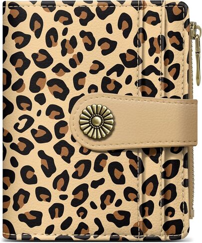 Small Wallet for Women, RFID Blocking Bifold Card Holder Wallet with 10 Card Slots, Cash Compartment, Zipper Coin Pocket & ID Window, Cute Soft Vegan Leather Compact Wallet, Wildflower in Kuwait