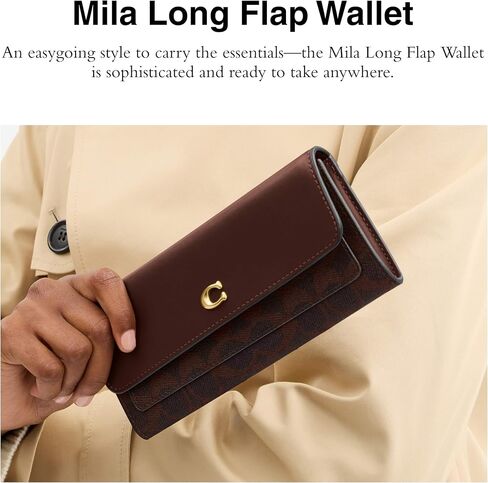 Coated Canvas Signature Mila Long Flap Wallet in Kuwait