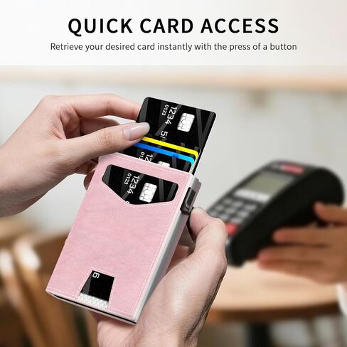 RFID Wallet Women: Stylish Security Metal Wallet for 10-12 Cards & 2 ID Windows - Smart Pop-Up Credit Card Holder & Cash Slot in Compact Trifold Design,Gift for Her(Pink) in Saudi Arabia