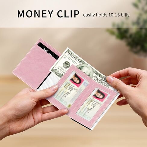 RFID Wallet Women: Stylish Security Metal Wallet for 10-12 Cards & 2 ID Windows - Smart Pop-Up Credit Card Holder & Cash Slot in Compact Trifold Design,Gift for Her(Pink) in Saudi Arabia