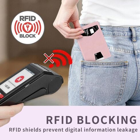 RFID Wallet Women: Stylish Security Metal Wallet for 10-12 Cards & 2 ID Windows - Smart Pop-Up Credit Card Holder & Cash Slot in Compact Trifold Design,Gift for Her(Pink) in Saudi Arabia
