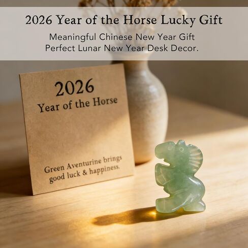 Chinese New Year Gift, 2026 Year of the Horse Gift, Green Aventurine Crystal Horse Figurine, Good Luck & Happiness Keepsake, Gift for Coworkers, Neighbors, Lunar New Year Desk Decor (Green) in Saudi Arabia