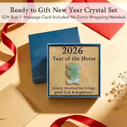 Chinese New Year Gift, 2026 Year of the Horse Gift, Green Aventurine Crystal Horse Figurine, Good Luck & Happiness Keepsake, Gift for Coworkers, Neighbors, Lunar New Year Desk Decor (Green) in Saudi Arabia