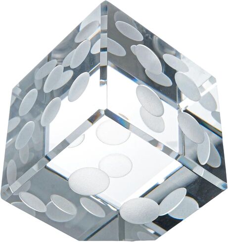 2-Inch Glass Dice Paperweight, 3D Laser Engraved Clear Crystal Cube Paper Weights, Desktop Decoration, Collectible Home Decor, 300g in Saudi Arabia