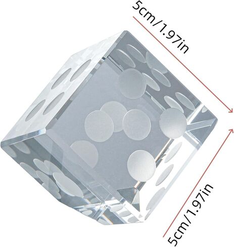 2-Inch Glass Dice Paperweight, 3D Laser Engraved Clear Crystal Cube Paper Weights, Desktop Decoration, Collectible Home Decor, 300g in Saudi Arabia