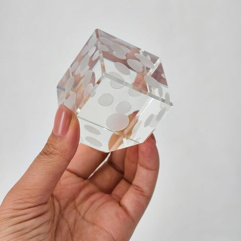 2-Inch Glass Dice Paperweight, 3D Laser Engraved Clear Crystal Cube Paper Weights, Desktop Decoration, Collectible Home Decor, 300g in Saudi Arabia