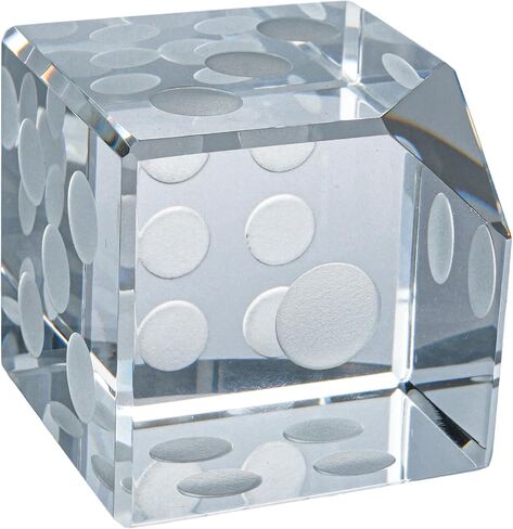 2-Inch Glass Dice Paperweight, 3D Laser Engraved Clear Crystal Cube Paper Weights, Desktop Decoration, Collectible Home Decor, 300g in Saudi Arabia