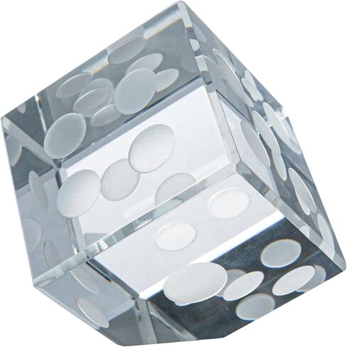 2-Inch Glass Dice Paperweight, 3D Laser Engraved Clear Crystal Cube Paper Weights, Desktop Decoration, Collectible Home Decor, 300g in Saudi Arabia