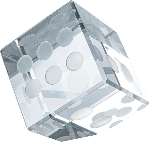 2-Inch Glass Dice Paperweight, 3D Laser Engraved Clear Crystal Cube Paper Weights, Desktop Decoration, Collectible Home Decor, 300g in Saudi Arabia