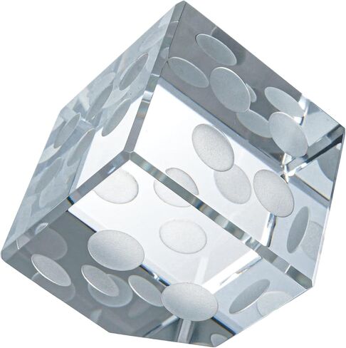 2-Inch Glass Dice Paperweight, 3D Laser Engraved Clear Crystal Cube Paper Weights, Desktop Decoration, Collectible Home Decor, 300g in Saudi Arabia