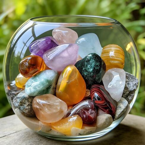1 Pack Polished Gems and Crystals, Rock Collection Fragments for Science Experiments, Crafts, Home Decor, Jewelry Making, Wish Bottles and Garden Decor in Kuwait